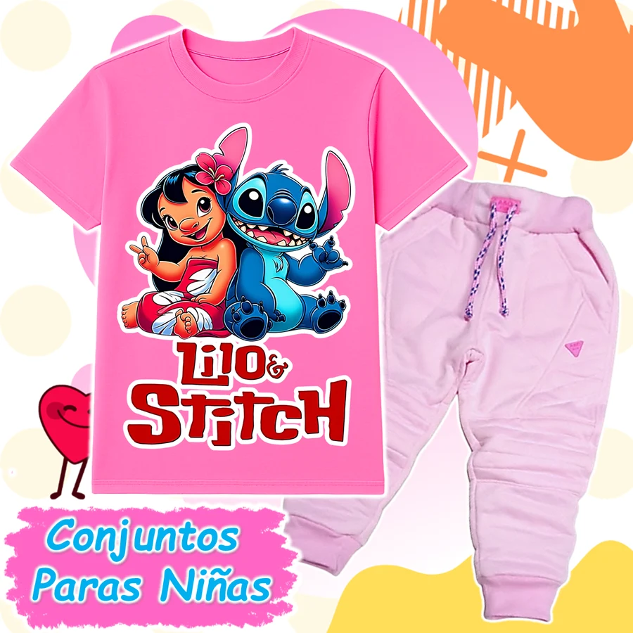 Conjunto Lilo y Stitch Rosado